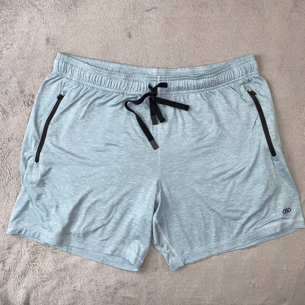 LEG3ND Shorts Mens XL Blue Heathered Gym Training Athletic Sports Zipper Pockets